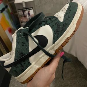 Nike green and white dunks size 5
